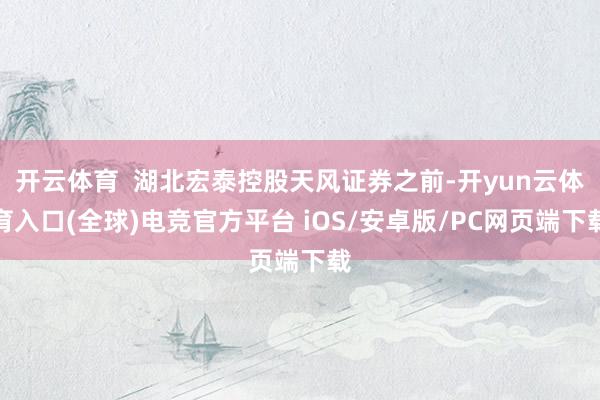 开云体育  湖北宏泰控股天风证券之前-开yun云体育入口(全球)电竞官方平台 iOS/安卓版/PC网页端下载